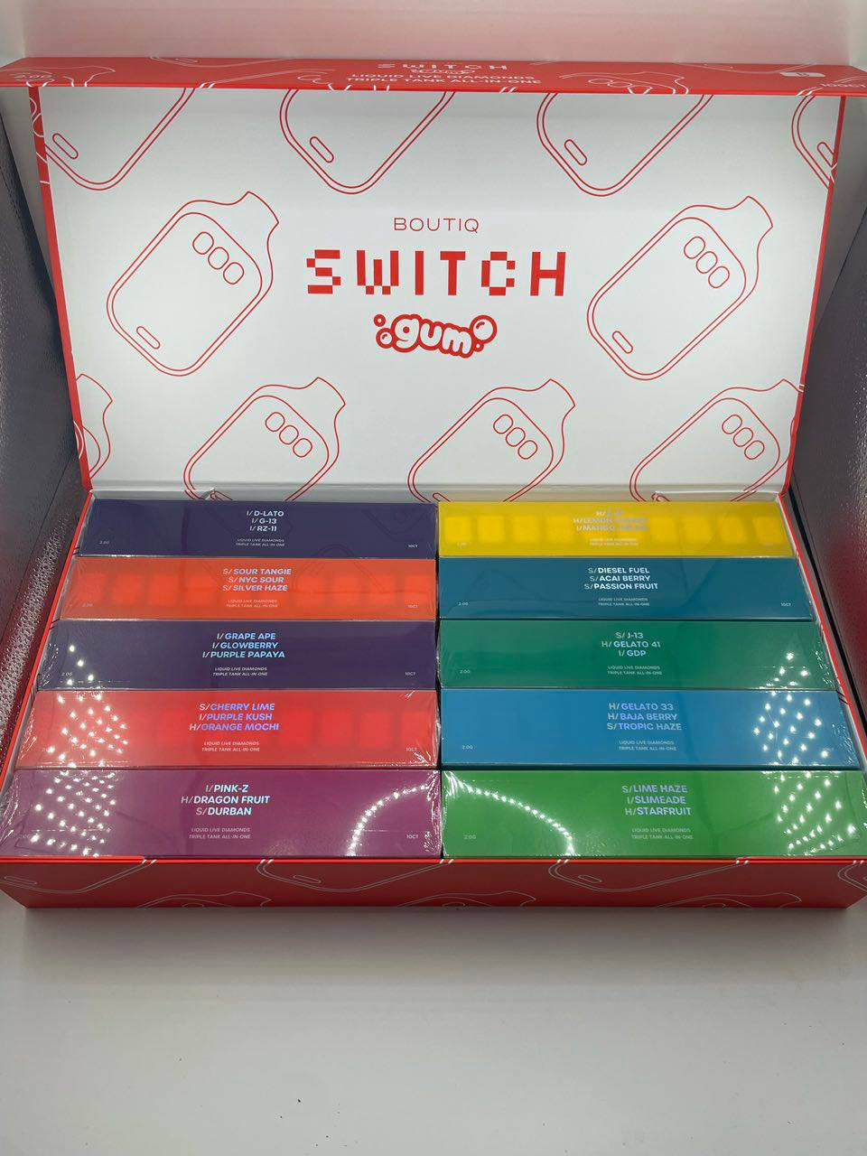 Boutiq Switch GUM V5 2G Disposable β Liquid Live Diamonds Triple Tank All-In-One - Image 2
